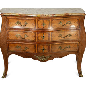 Appraisal: A Louis XV Style Gilt Bronze Mounted Various Woods Commode