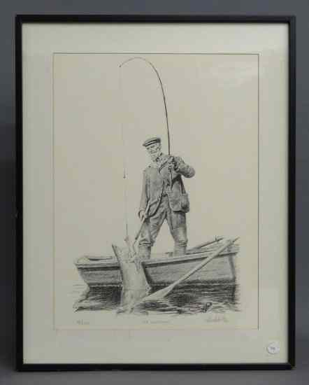 Appraisal: Signed and numbered fishing print '' The Fisherman Frank Farber''