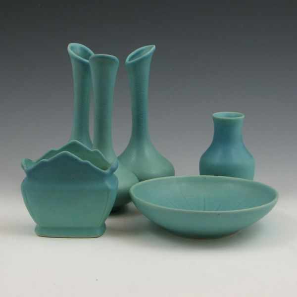 Appraisal: Four pieces of Van Briggle in Ming Turquoise All marked