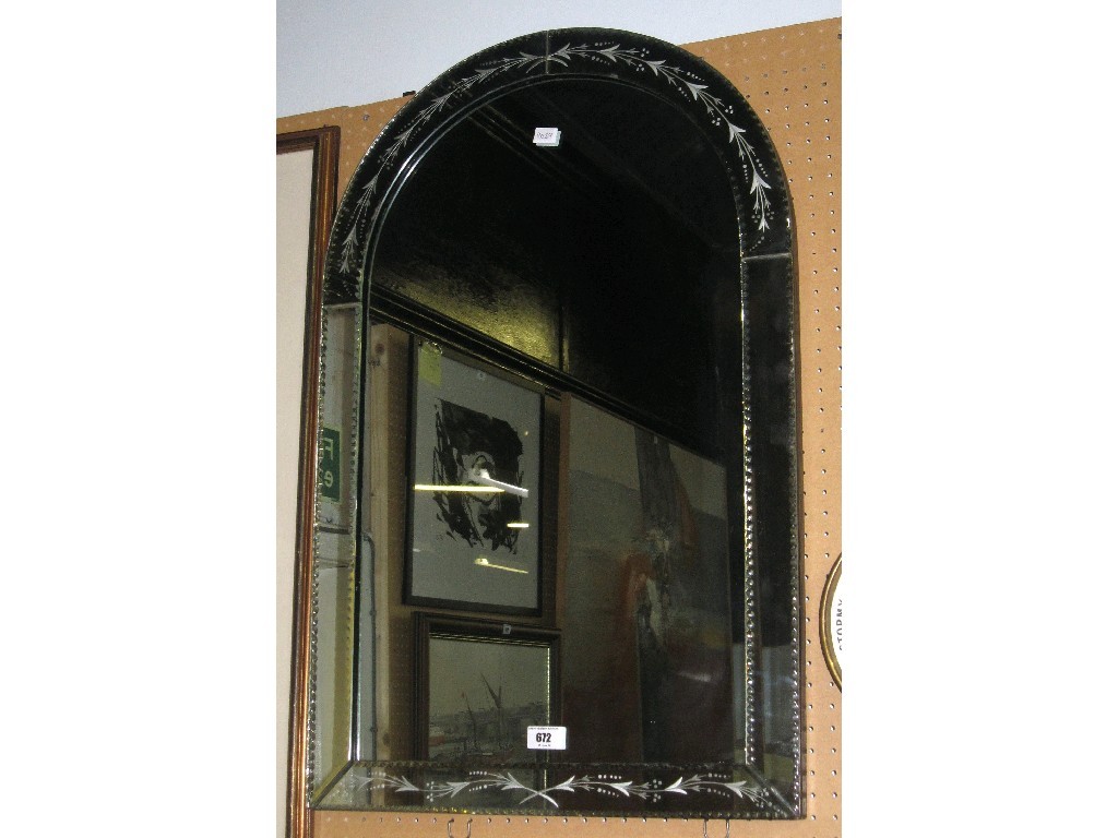 Appraisal: Wall mirror with etched decoration