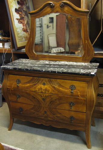 Appraisal: INLAID WALNUT BOMBE COMMODE Italian mid th century having three