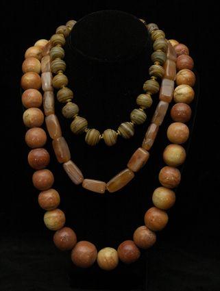 Appraisal: Assorted Hardstone Glass and Turned Wood Bead Necklaces Provenance The