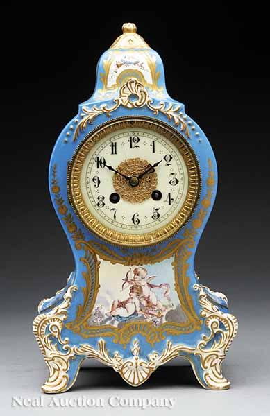 Appraisal: An Antique Sevres-Style Mantel Clock case impressed Longwy French movement