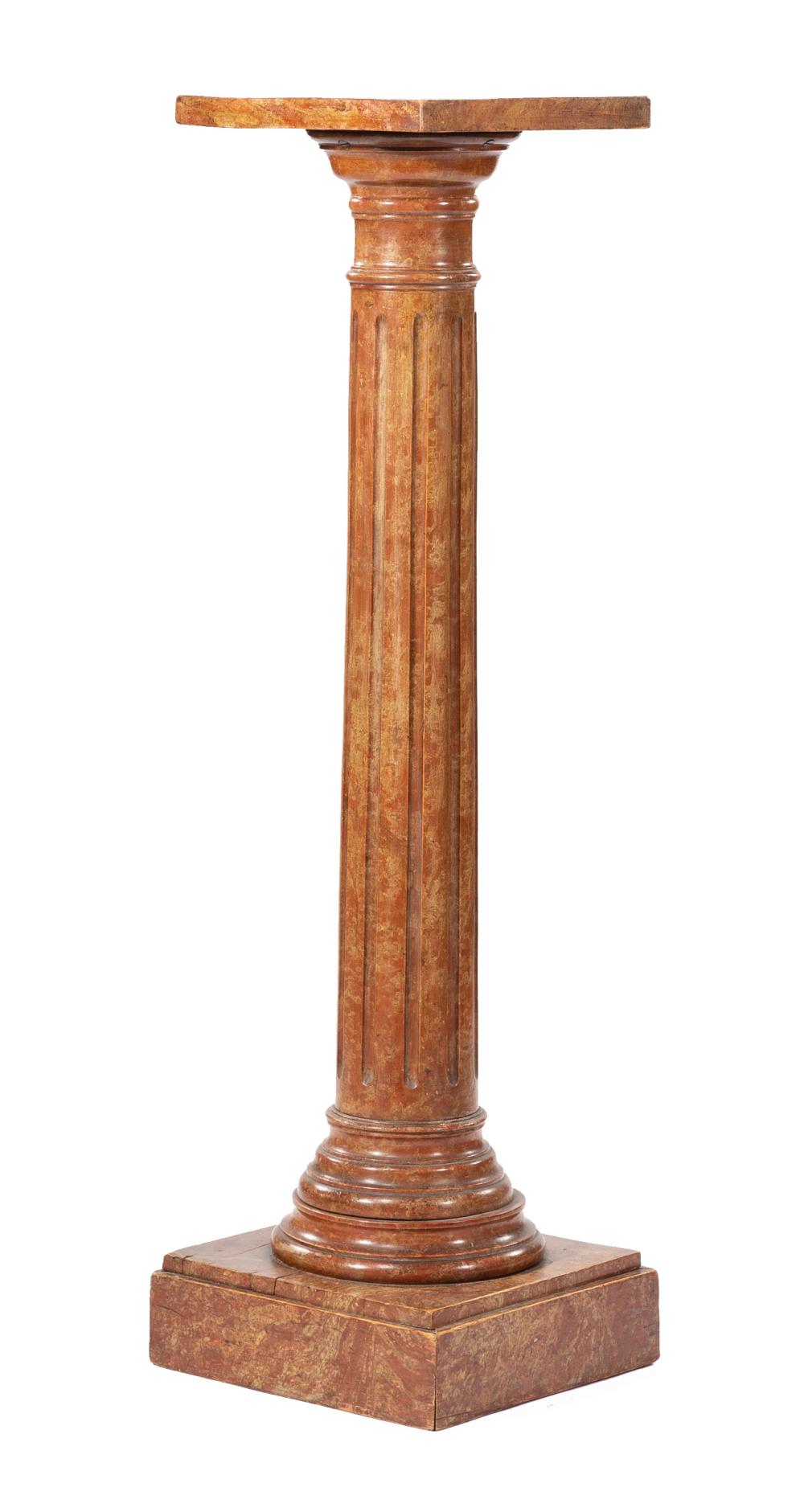 Appraisal: Classical Faux Marbre Pedestal rotating square top reverse tapered fluted