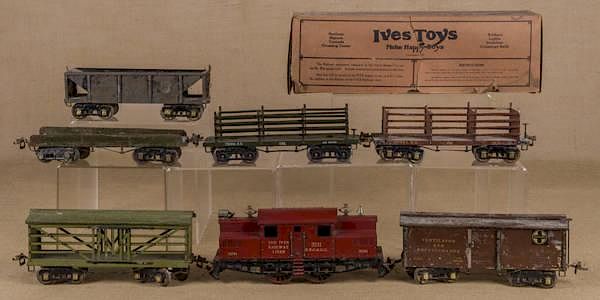 Appraisal: Ives standard gauge seven-piece train set to inc Ives standard