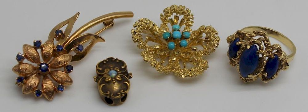 Appraisal: JEWELRY Assorted kt and kt Gold Grouping Includes an kt