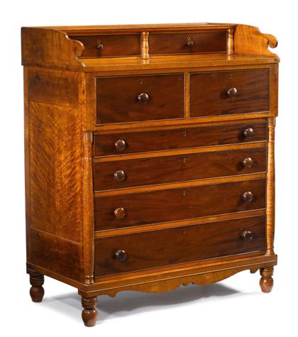 Appraisal: Figured maple and mahogany chest of drawerspennsylvania first half th