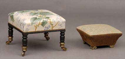 Appraisal: REGENCY PAINTED AND UPHOLSTERED STOOL TOGETHER WITH AN UPHOLSTERED STOOL