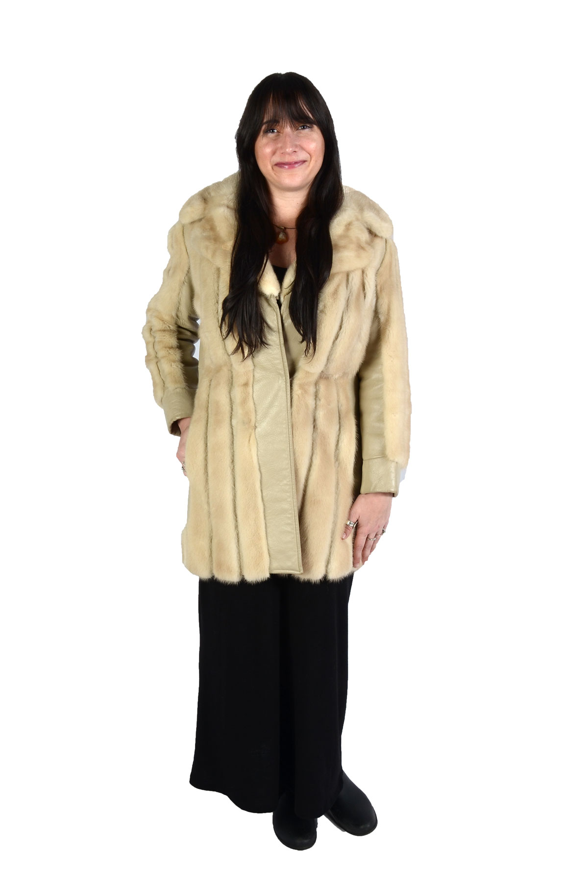 Appraisal: S BLONDE MINK LEATHER JACKET Retro blond mink and leather