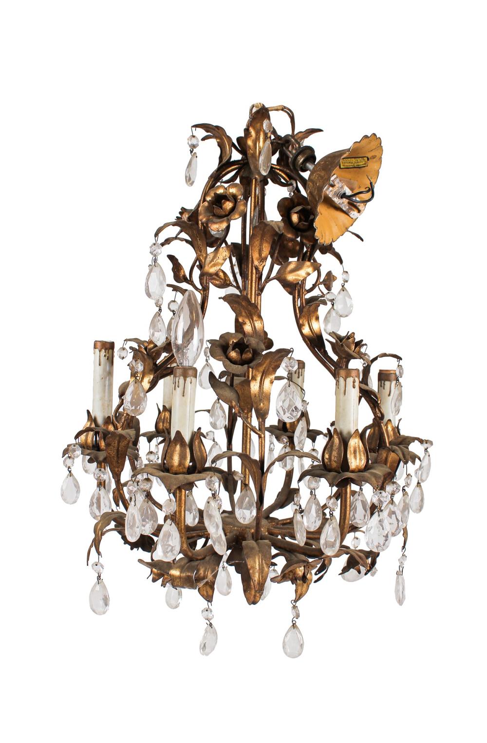 Appraisal: FRENCH GILT TOLE SIX-LIGHT FIXTURE inches diameter inches high Condition