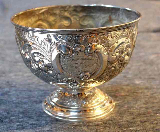 Appraisal: A LATE VICTORIAN SILVER ROSE BOWL with chased foliate and