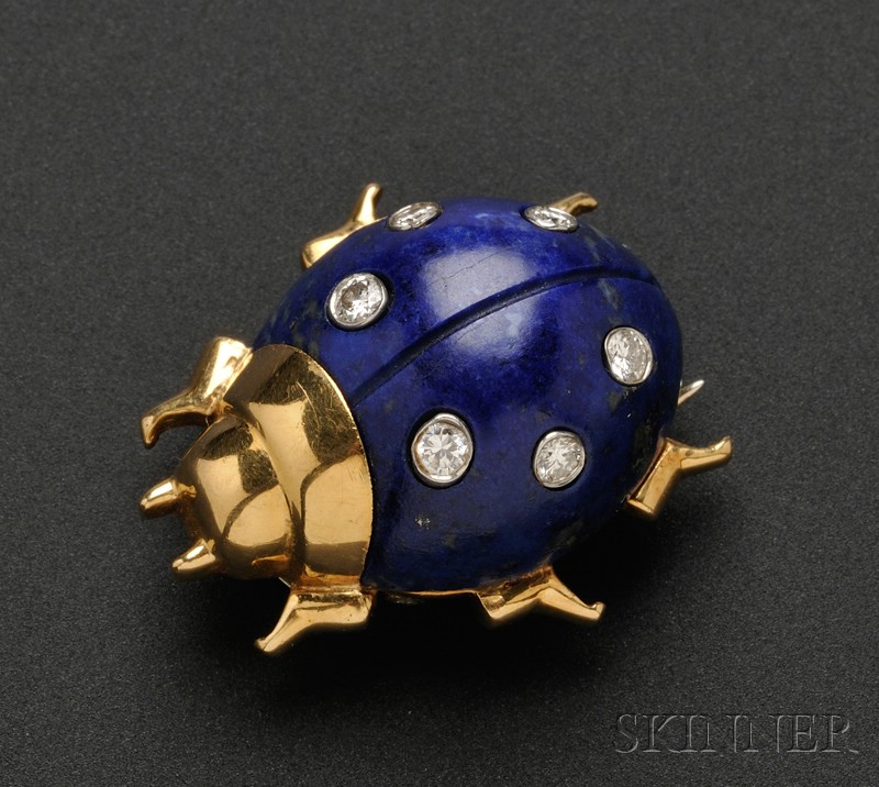 Appraisal: kt Gold Lapis and Diamond Ladybug Brooch Cartier France the