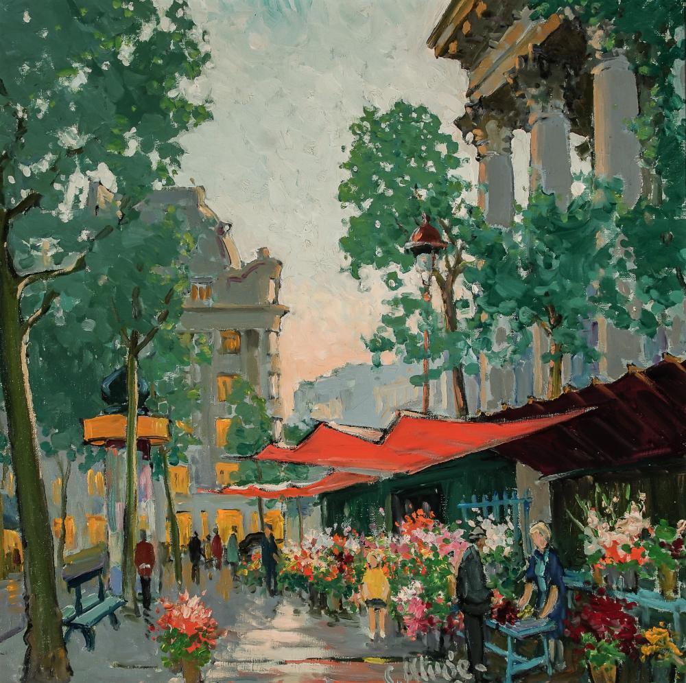 Appraisal: CONSTANTIN KLUGE FRENCH - FLOWER MARKET PARIS OIL ON CANVAS