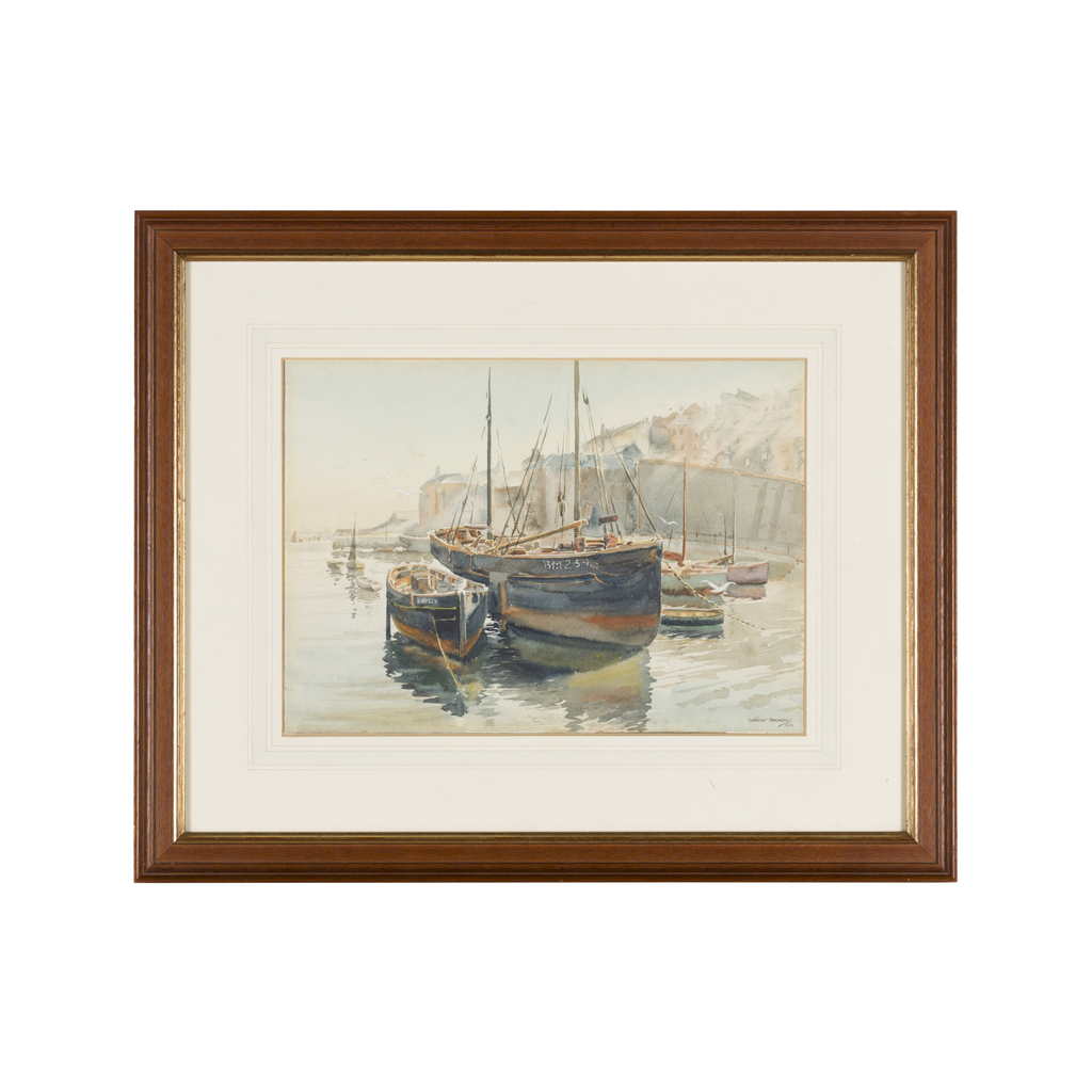 Appraisal: ERNEST ANDREWS BRITISH - BERWICK FISHING BOATS signed and dated