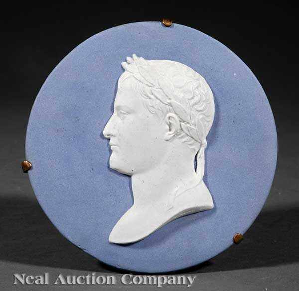 Appraisal: A S vres Blue and Blanc Jasper Portrait Roundel of