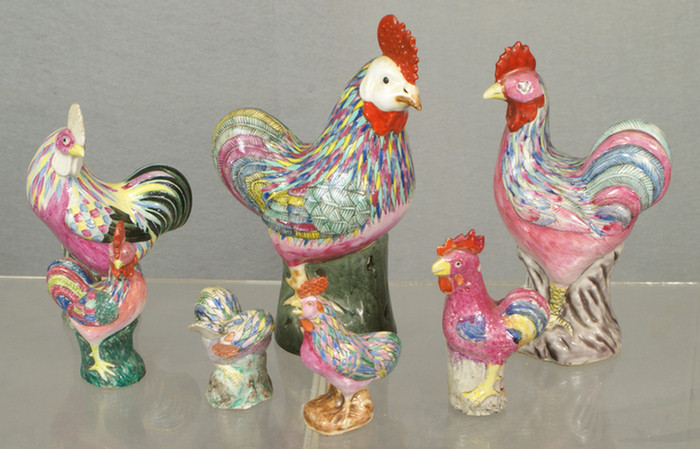 Appraisal: Chinese export porcelain assembled lot of early Famille Rose roosters