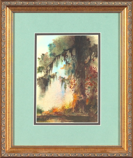 Appraisal: Robert M Rucker American Louisiana - Bayou Oak watercolor on