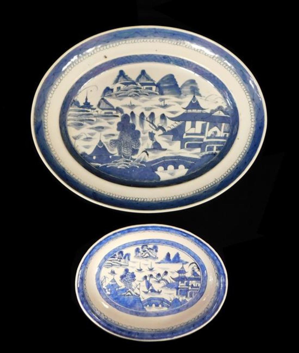 Appraisal: ASIAN Two pieces of Chinese Export porcelain Canton blue and