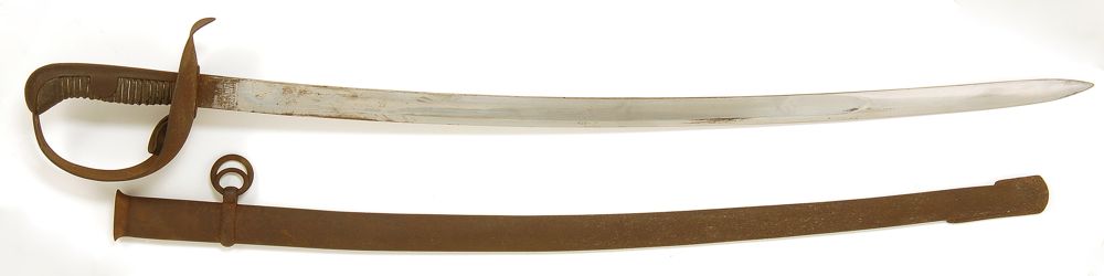 Appraisal: HEAVY CAVALRY SWORD AND SCABBARD Circa Allover rust and pitting