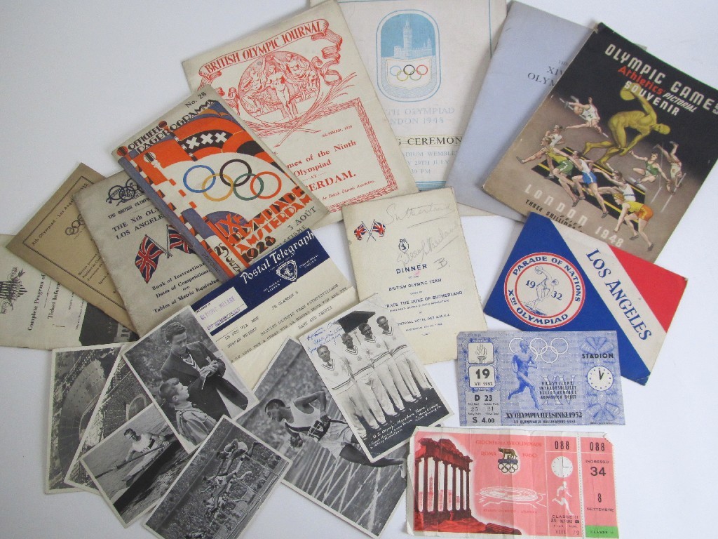 Appraisal: Various Olympic ephemera comprising Amsterdam Official Programme and British Olympic