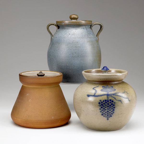 Appraisal: BEN OWEN Three assorted pieces Three covered jars Two marked