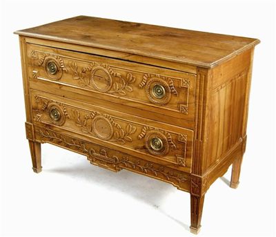 Appraisal: A Louis XVI provincial walnut commode the moulded edge top