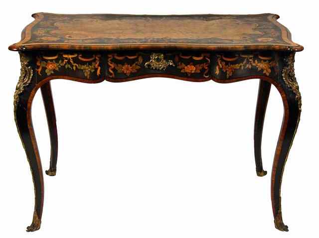 Appraisal: A Louis XV style walnut and marquetry bureau plat the