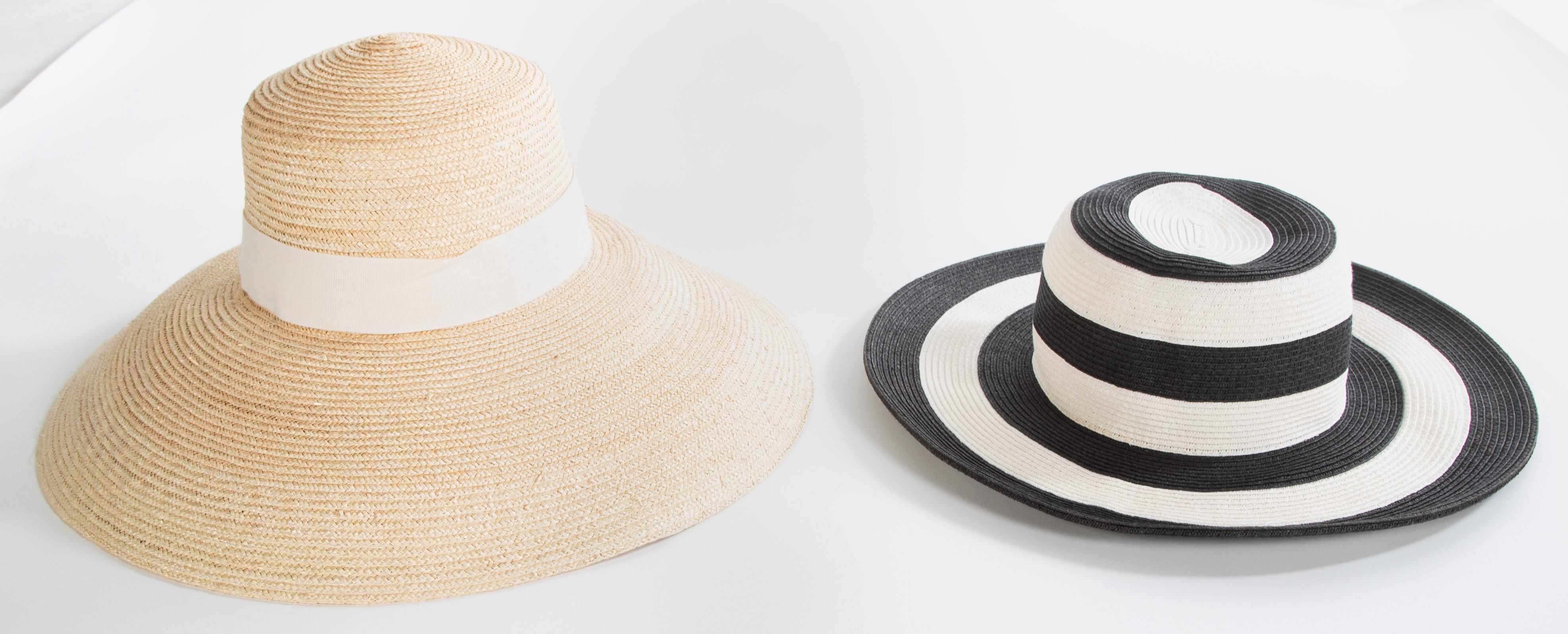 Appraisal: TWO WOVEN STRAW SUN HATS One large Brooks Brothers tan