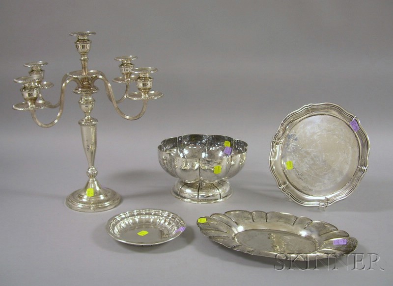 Appraisal: Five Sterling Silver Serving and Table Items a large sterling