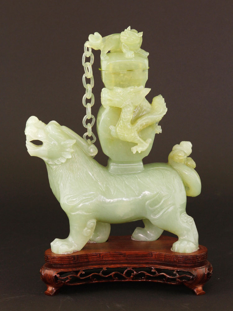 Appraisal: - Chinese Carved Jade Foo Dog Chinese carved figure of