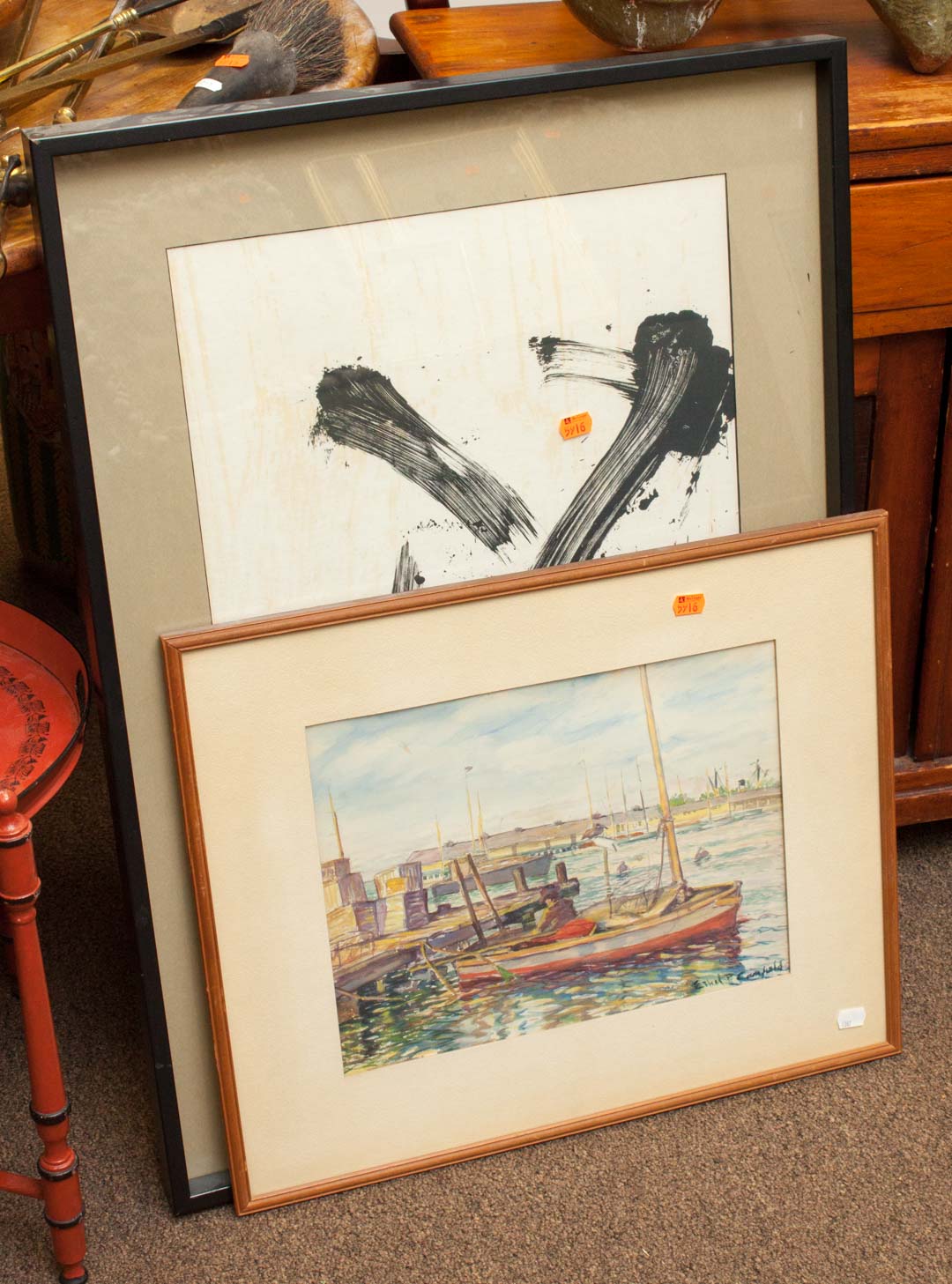 Appraisal: Two framed artworks includes Salvador Dali print and a dock