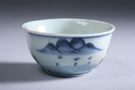 Appraisal: KOREAN BLUE AND WHITE PORCELAIN BOWL Riverscape decoration - in