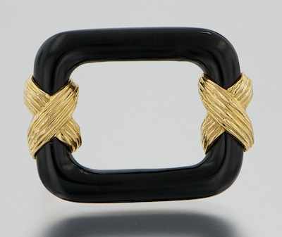 Appraisal: A Tiffany Co Gold and Onyx Brooch k yellow gold