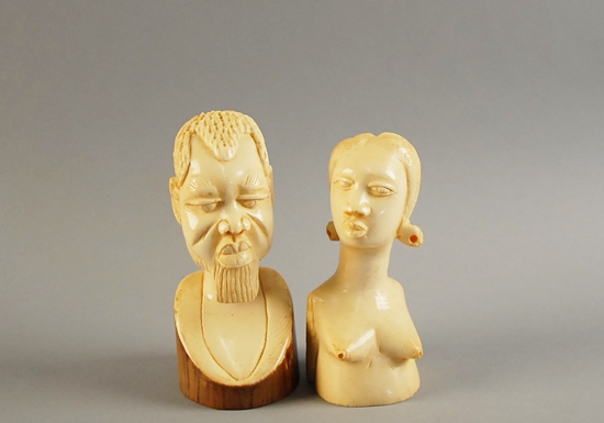 Appraisal: A Pair of African Carved Ivory Busts a man with