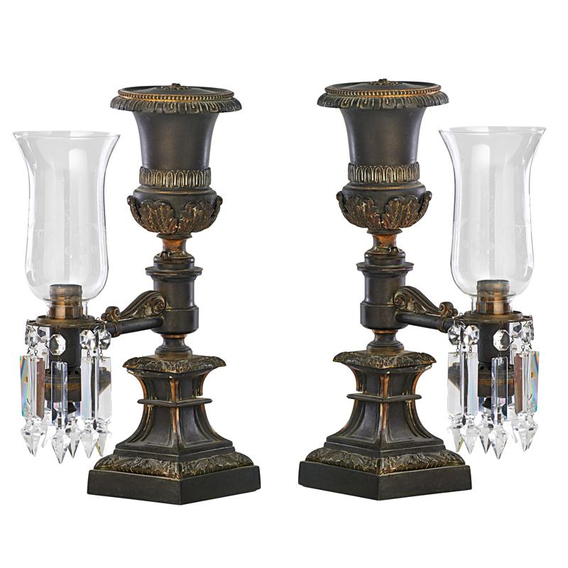 Appraisal: PAIR OF ENGLISH ARGAND LAMPS Condition Report