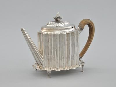 Appraisal: A Sterling Silver Teapot with Tray Hester Bateman ca -