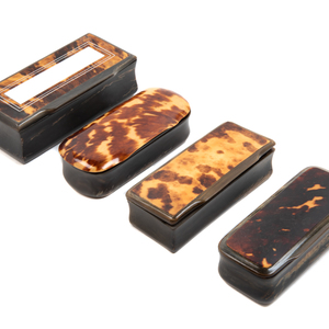 Appraisal: A Group of Four Carved Horn and Tortoise Shell Inlaid