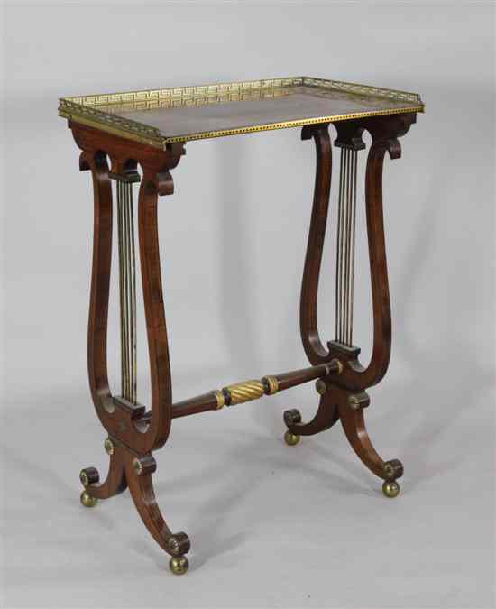 Appraisal: A Regency brass inlaid rosewood and parcel gilt quartetto table