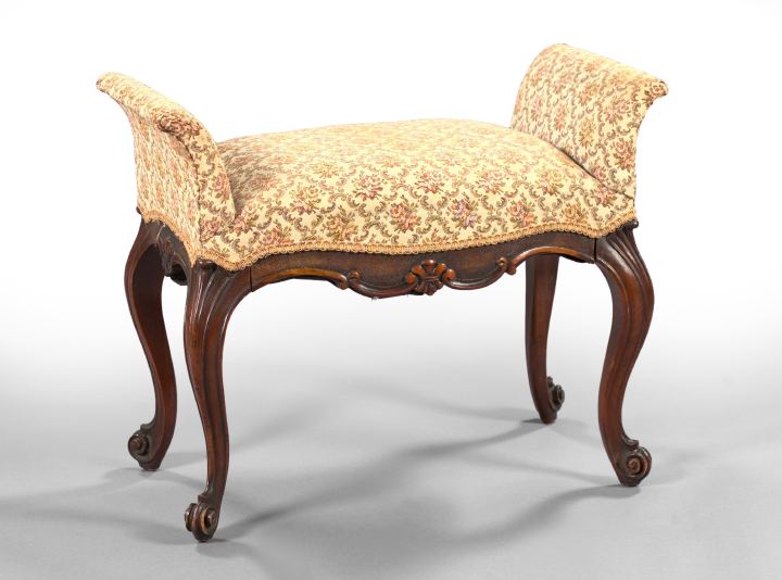 Appraisal: Louis XV-Style Mahogany Window Seat fourth quarter th century the