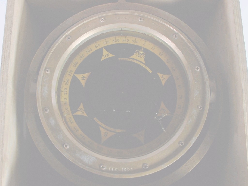 Appraisal: circa 's SHIPS BRASS AND BLACK LACQUER GIMBALLED FLOATING COMPASS