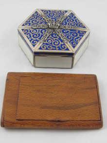 Appraisal: A six sided silver and enamel Scandinavian trinket box some