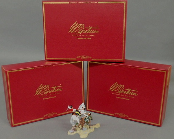 Appraisal: Three identical boxed three-piece sets of Britains Scots Greys Duals