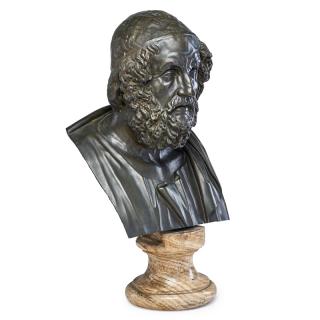 Appraisal: BRONZE BUST OF SOCRATES On round marble base