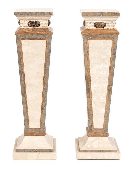 Appraisal: Four Italian Marble and Stone Veneered Pedestals Height x width