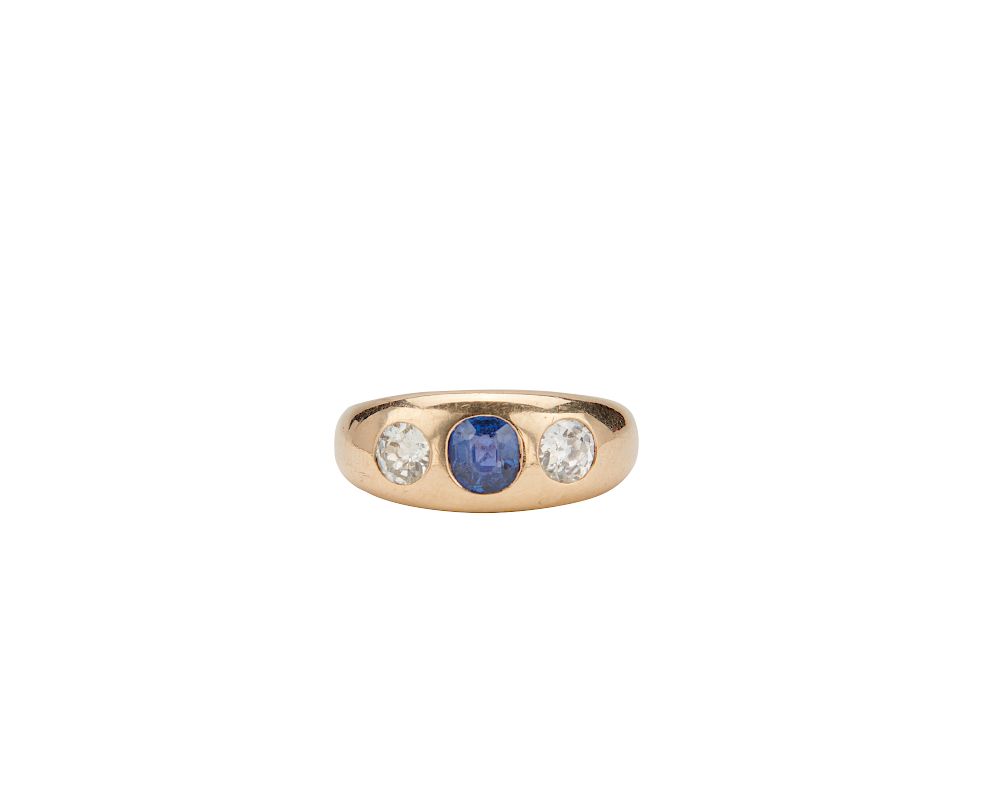 Appraisal: K Gold Sapphire and Diamond Ring K Gold Sapphire and