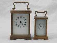 Appraisal: A miniature brass carriage clock with French day movement and