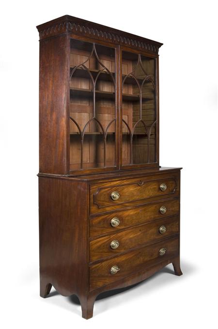 Appraisal: A Regency mahogany secretaire bookcase circa with an arcaded cornice