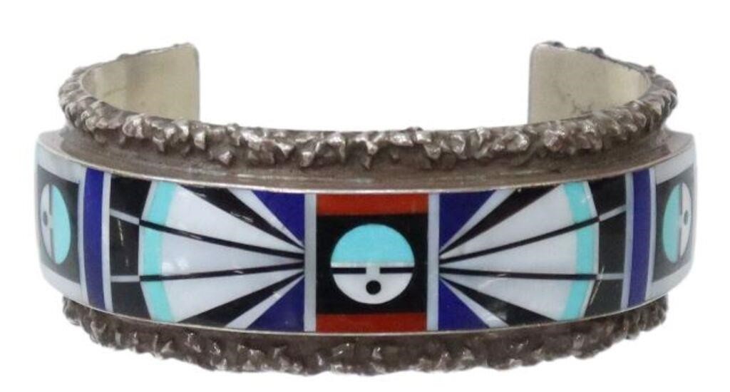 Appraisal: Native American sterling silver cuff bracelet J Esalio Zuni Pueblo