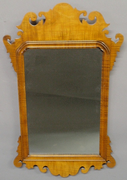 Appraisal: - Chippendale style tiger maple mirror by Eldred Wheeler and