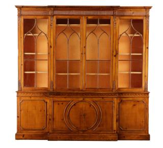 Appraisal: Neoclassical Style Pine Glazed Breakfront A Neoclassical style pine and